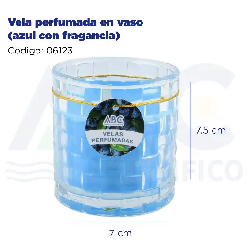 [06123] Vela perfumada en vaso (azul con fragancia)