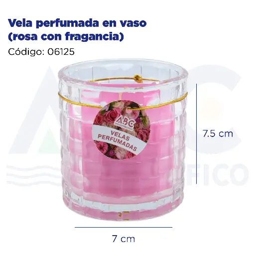 [06125] Vela perfumada en vaso (rosa con fragancia)