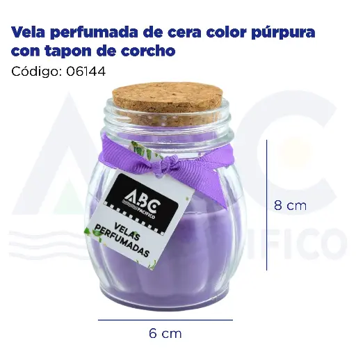 [06144] Vela perfumada de cera color púrpura con tapon de corcho