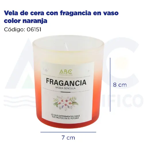 [06151] Vela de cera con fragancia en vaso color naranja