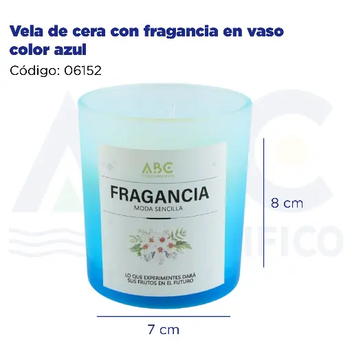 [06152] Vela de cera con fragancia en vaso color azul