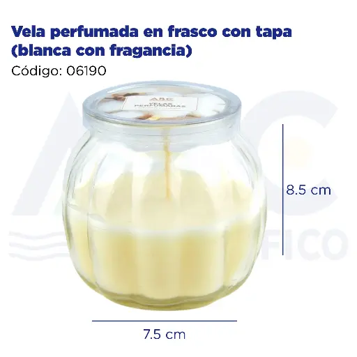 [06190] Vela perfumada en frasco con tapa (blanca con fragancia)