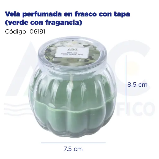 [06191] Vela perfumada en frasco con tapa (verde con fragancia)