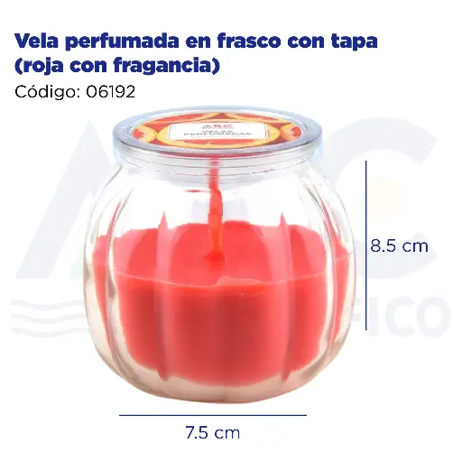 [06192] Vela perfumada en frasco con tapa (roja con fragancia)
