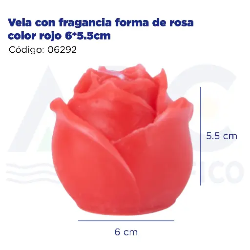 [06292] Vela con fragancia forma de rosa color rojo 6*5.5cm