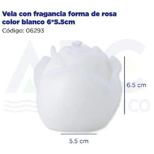 [06293] Vela con fragancia forma de rosa color blanco 6*5.5cm