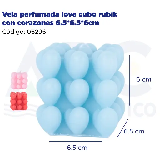 [06296] vela perfumada love cubo rubik con corazones 6.5*6.5*6cm