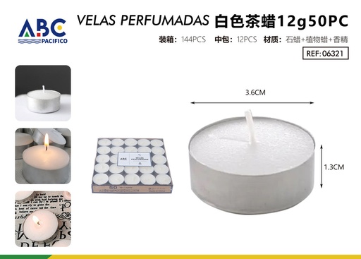 [06321] Vela tea light para pebetero set de 50 pzs 3.6*1.3cm