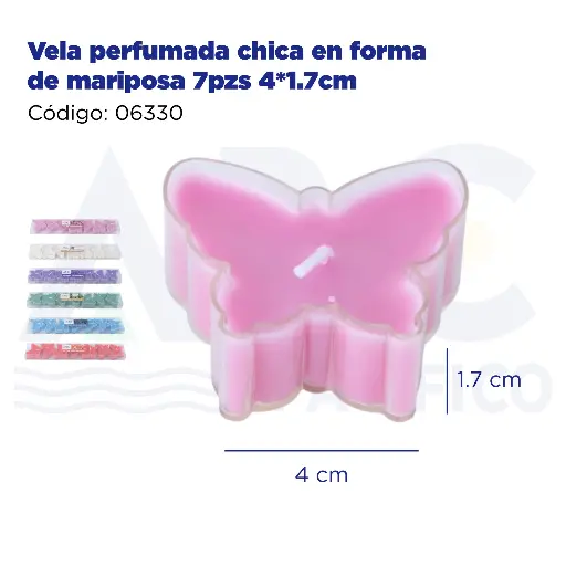 [06330] Vela perfumada chica en forma de mariposa 7pzs 4*1.7cm