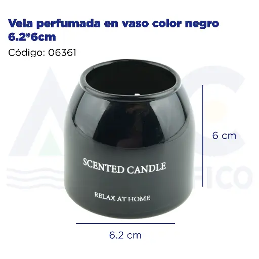 [06361] Vela perfumada en vaso color negro 6.2*6cm