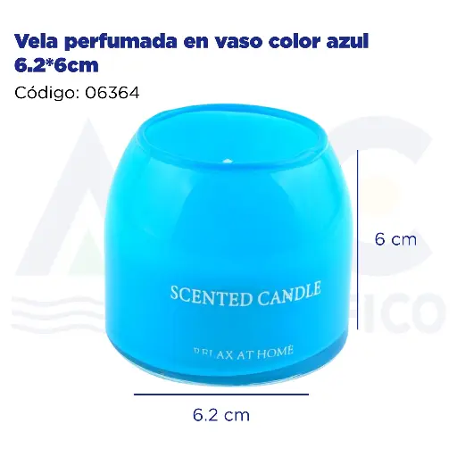 [06364] Vela perfumada en vaso color azul 6.2*6cm
