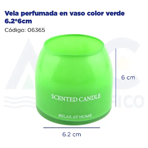 [06365] Vela perfumada en vaso color verde 6.2*6cm