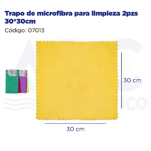 [07013] Trapo de microfibra para limpieza 2pzs 30*30cm