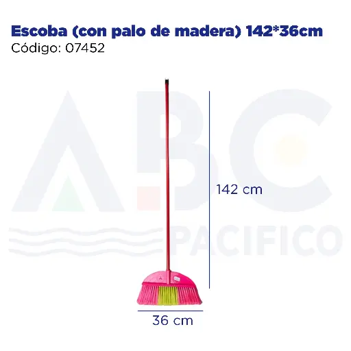 [07452] Escoba (con palo de madera) 142*36cm