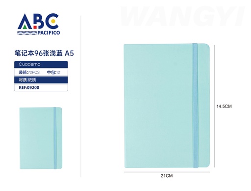 [09200] Cuaderno 96 hojas 80G azul claro A5