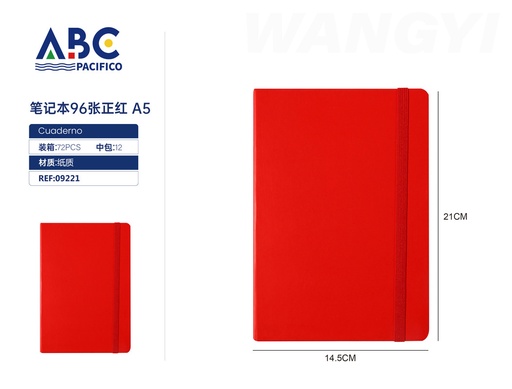 [09221] Cuaderno 96 hojas 80G positivo rojo A5