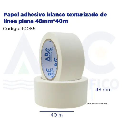 [10086] Papel adhesivo blanco texturizado de línea plana 48mm*40m