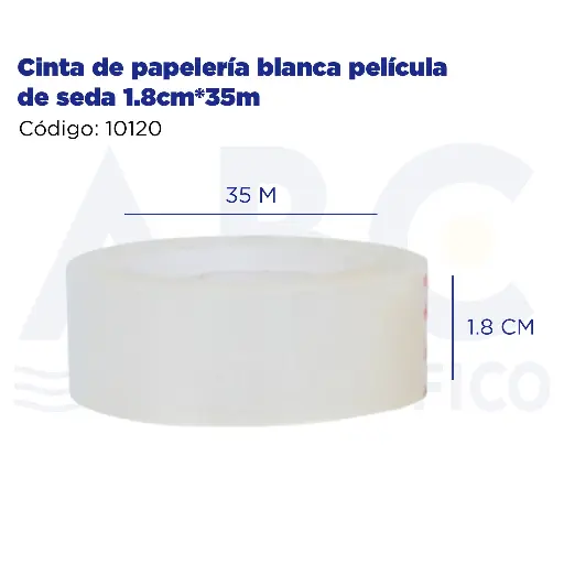 [10120] Cinta de papelería blanca película de seda 1.8cm*35m