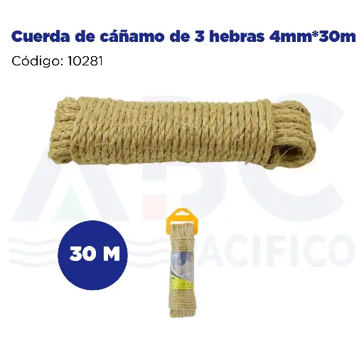 [10281] Cuerda de cáñamo de 3 hebras 4mm*30m