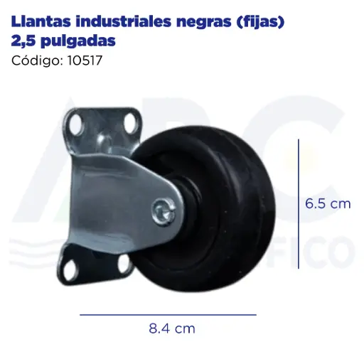 [10517] Llantas industriales negras (fijas) 2,5 pulgadas