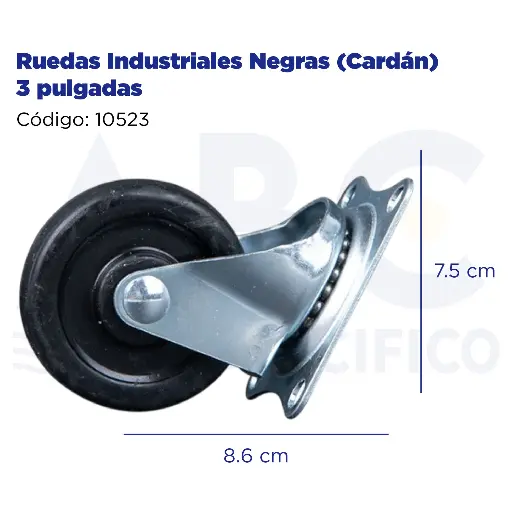 [10523] Ruedas Industriales Negras (Cardán) 3 pulgadas