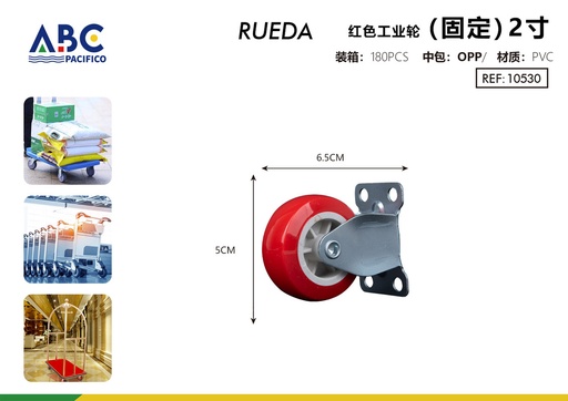 [10530] Rueda Industrial Roja (Fija) 2 pulgadas