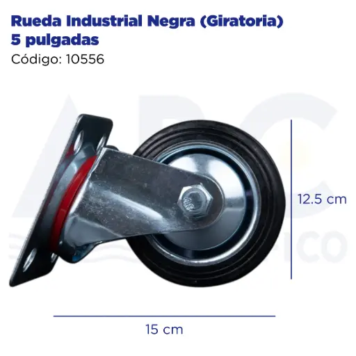 [10556] Rueda Industrial Negra (Giratoria) 5 pulgadas