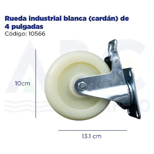 [10566] Rueda industrial blanca (cardán) de 4 pulgadas