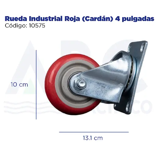 [10575] Rueda Industrial Roja (Cardán) 4 pulgadas