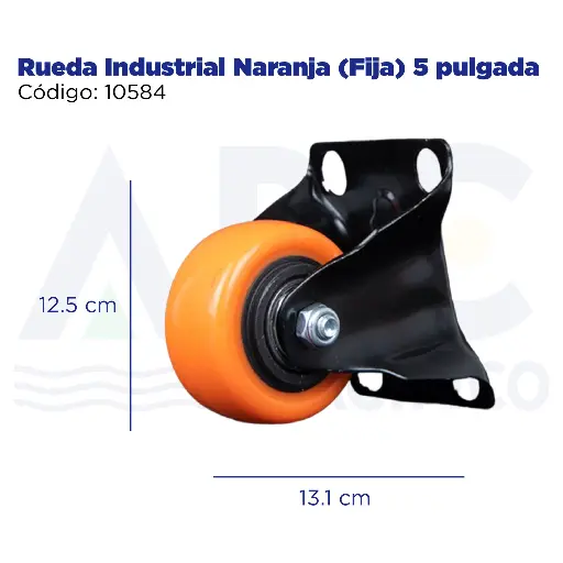 [10584] Rueda Industrial Naranja (Fija) 5 pulgadas