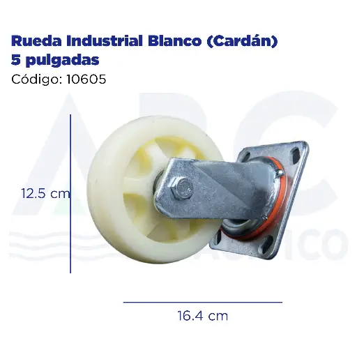 [10605] Rueda Industrial Blanco (Cardán) 5 pulgadas