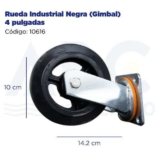 [10616] Rueda Industrial Negra (Gimbal) 4 pulgadas