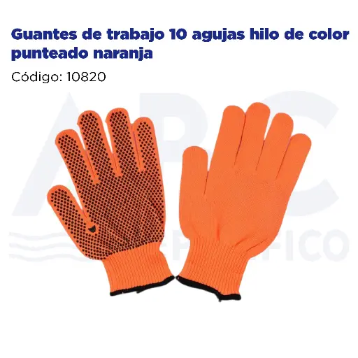 [10820] Guantes de trabajo 10 agujas hilo de color punteado naranja