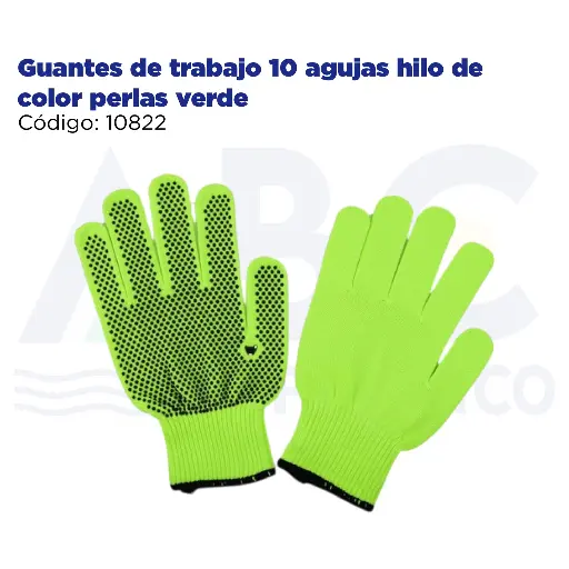 [10822] Guantes de trabajo 10 agujas hilo de color perlas verde