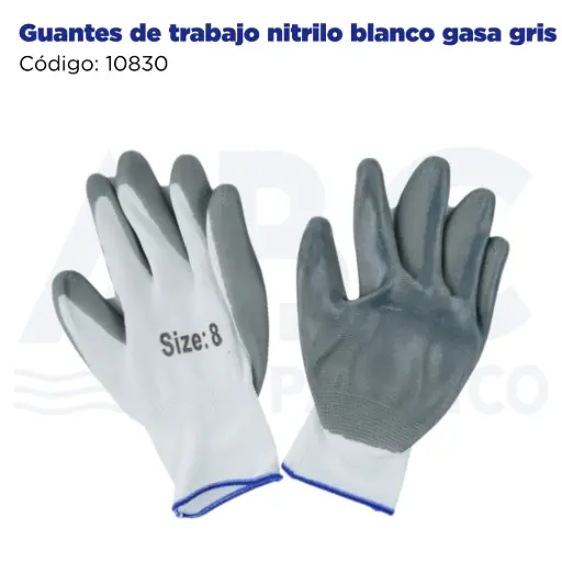 [10830] Guantes de trabajo nitrilo blanco gasa gris