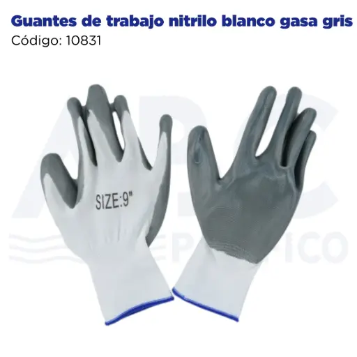 [10831] Guantes de trabajo nitrilo blanco gasa gris