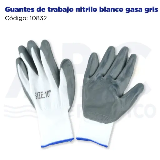 [10832] Guantes de trabajo nitrilo blanco gasa gris