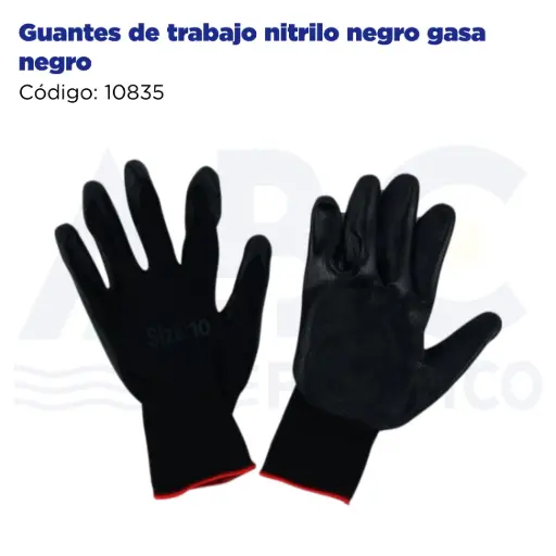 [10835] Guantes de trabajo nitrilo negro gasa negro