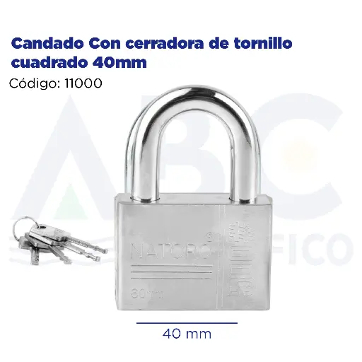 [11000] Candado Con cerradora de tornillo cuadrado 40mm