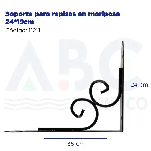 [11211] Soporte para repisas en mariposa 24*19cm