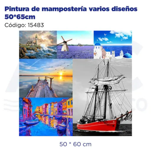[15483] Pintura de mampostería varios diseños 50*65cm
