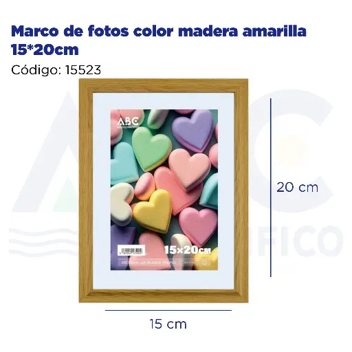 [15523] Marco de fotos color madera amarilla 15*20cm
