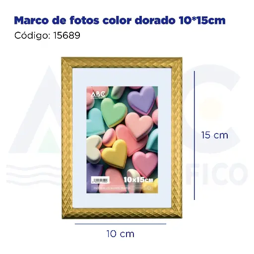 [15689] Marco de fotos color dorado 10*15cm