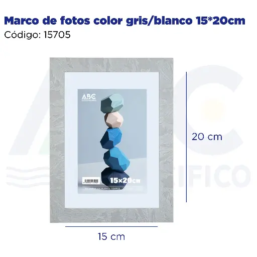 [15705] Marco de fotos color gris/blanco 15*20cm