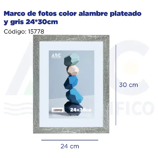 [15778] Marco de fotos color alambre plateado y gris 24*30cm