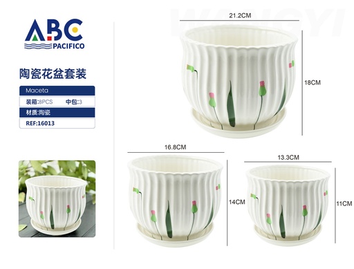[16013] Juego de macetas de flores de cerámica