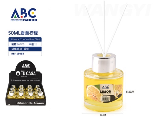[18058] Difusor de aroma con 3 varillas, aroma Limón 50ml