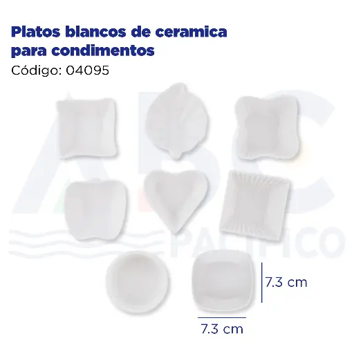 [04095] Platos blancos de ceramica para condimentos