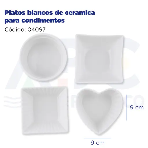 [04097] Platos blancos de ceramica para condimentos