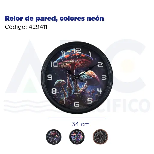 [429411] Relor de pared, colores neón